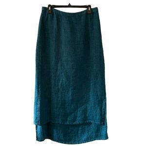 Eileen Fisher 100% Linen True Wrap Maxi Skirt L